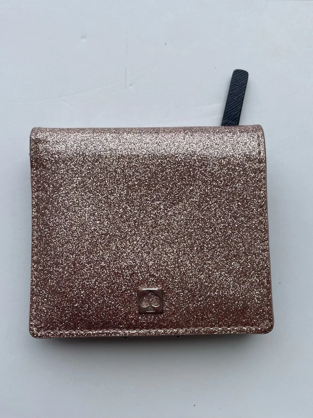 Kate Spade Mavis Street Seranade Bifold Wallet Rose Gold Glitter Cards Cash Coin